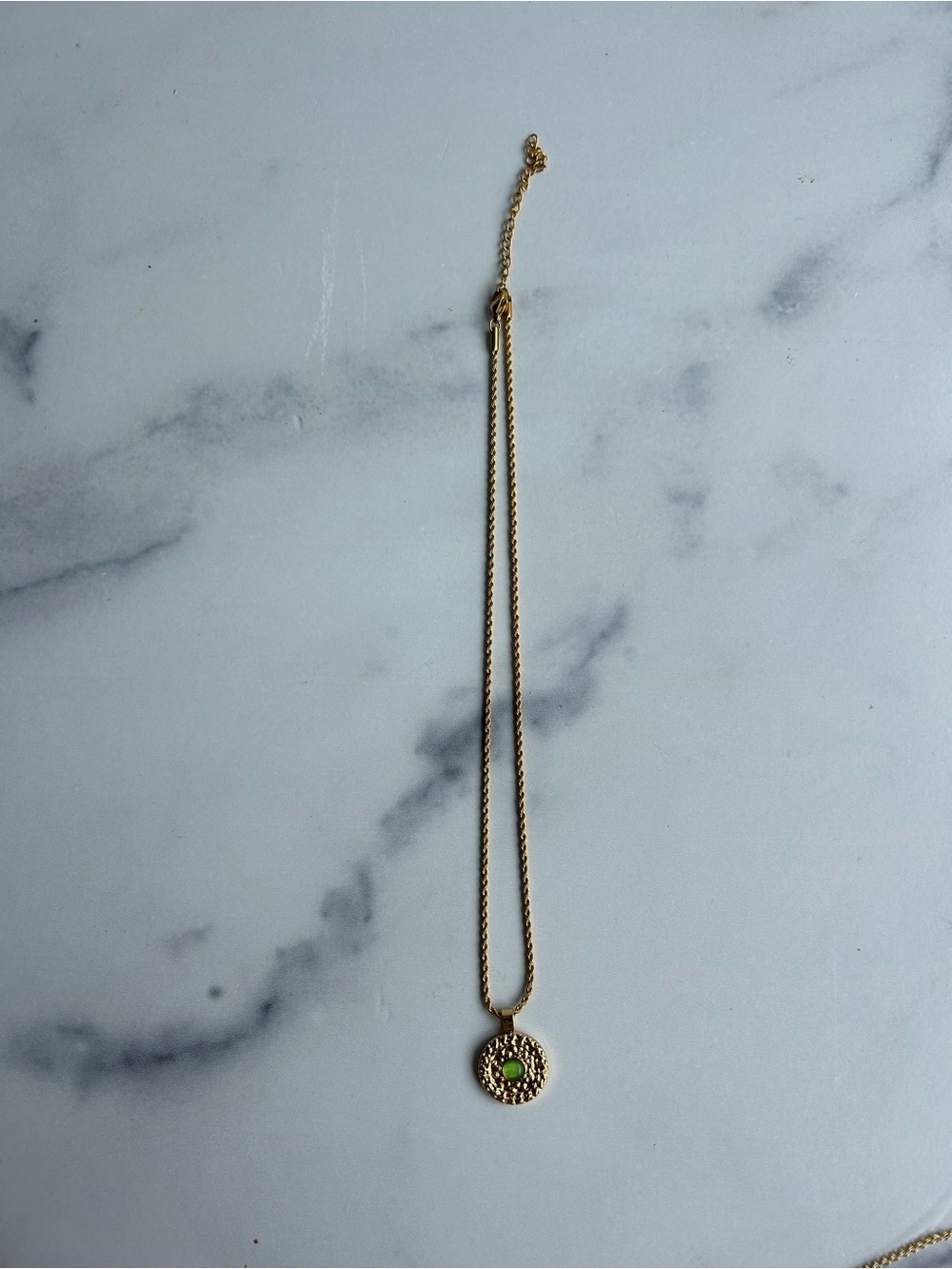Gold Pendant Necklace with Green Accent - Women Jewelry